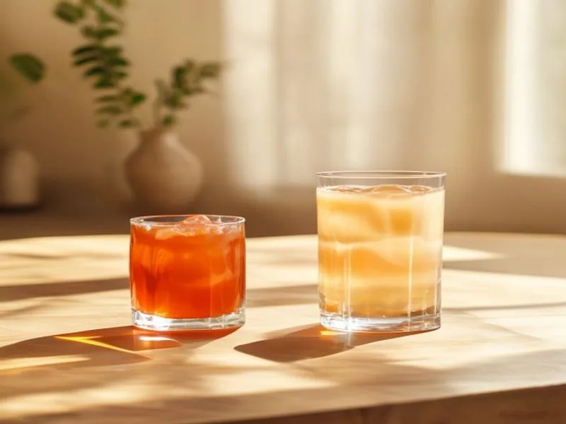 Calendar page marked at 30 days next to a glass of gelatin drink