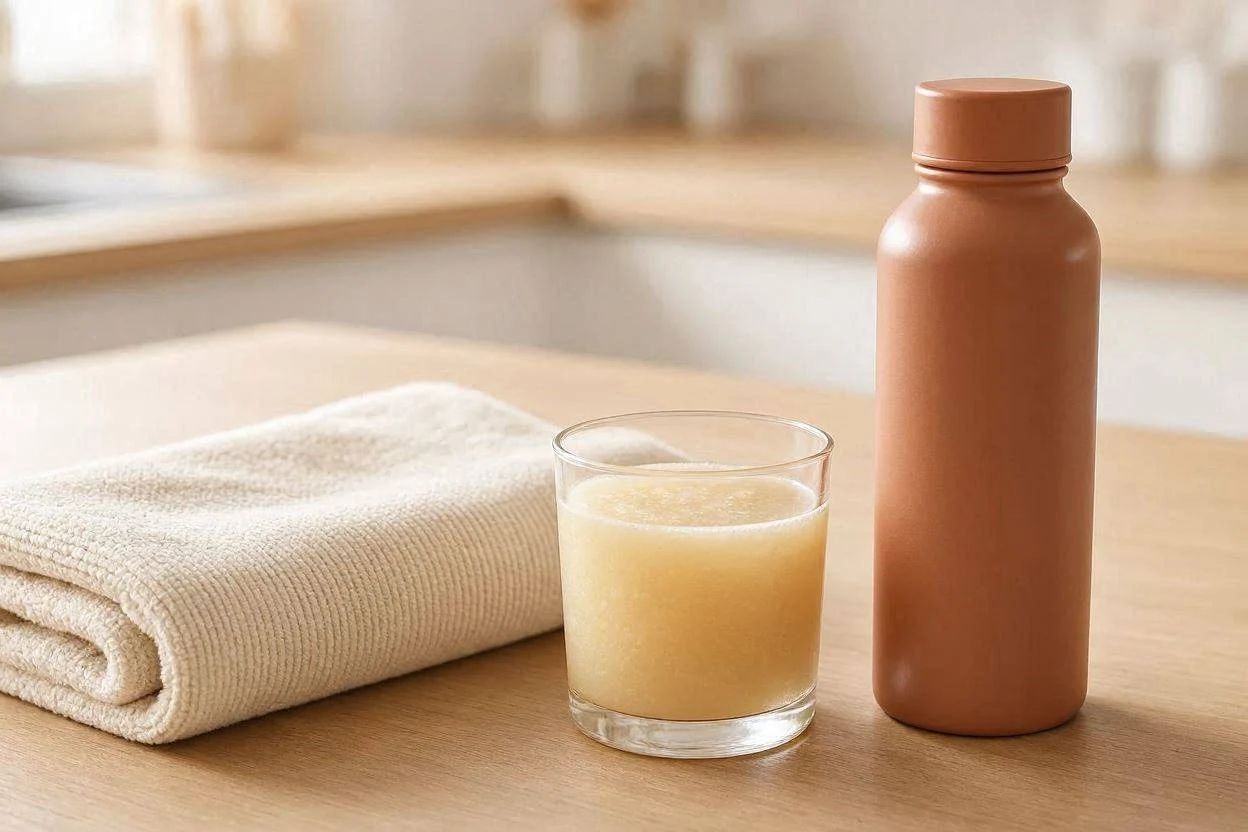 Athlete preparing a drink after a workout