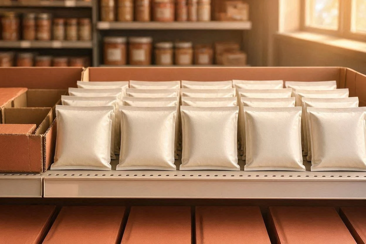 Grocery store baking aisle shelf with gelatin packets
